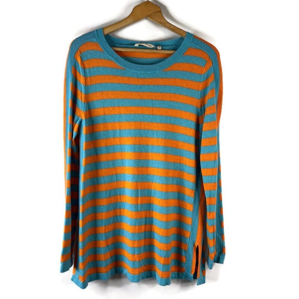 Soft Surroundings Womens Tunic Sweater Size Medium Cashmere Wool Blue Striped